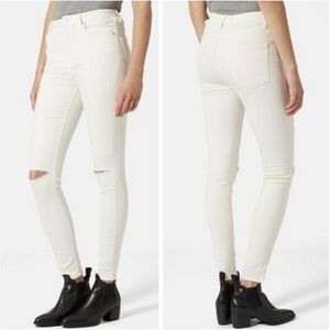 TOPSHOP MOTO Jaime white distressed knees skinny jeans high waist 28 NWOT
